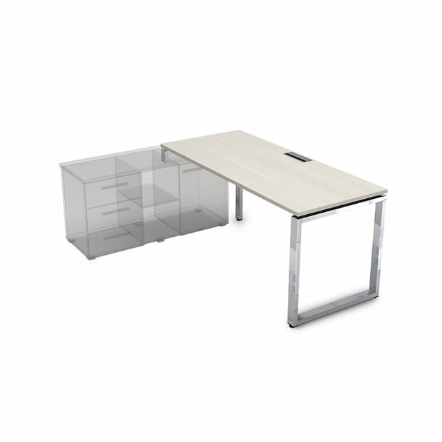 Стол рабочий, прямолинейный, левый АЛСАВ Gloss line НСТЛ-О.974 Ivory/металл глянец