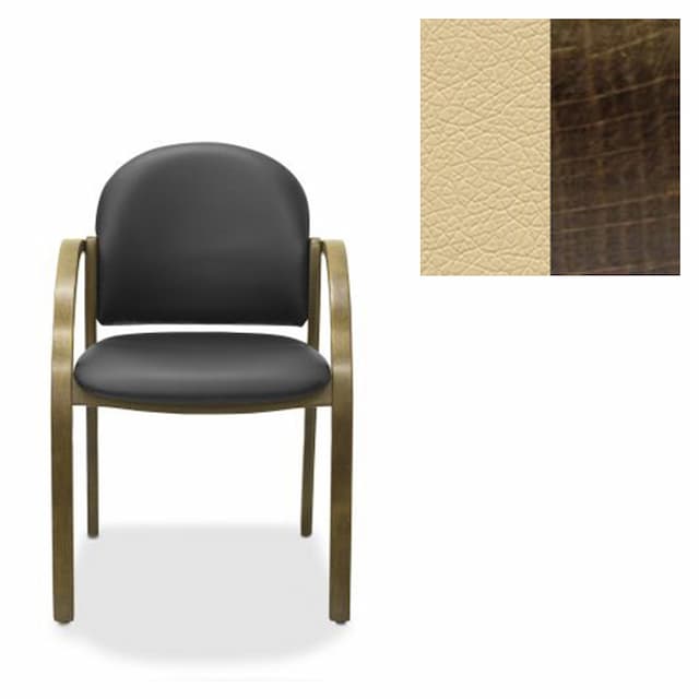 Офисный стул Юнитекс Джуно экокожа премиум бежевая CN1123/дерево-тёмный орех аида