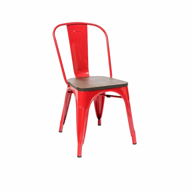 Стул Клен TOLIX сгр041 с деревянным сиденьем (красный глянцевый, темное дерево)