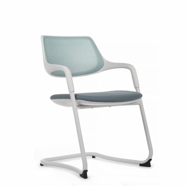 Кресло RV DESIGN Scroll SF (HY-813B) белый каркас / голубая спинка / серое сиденье