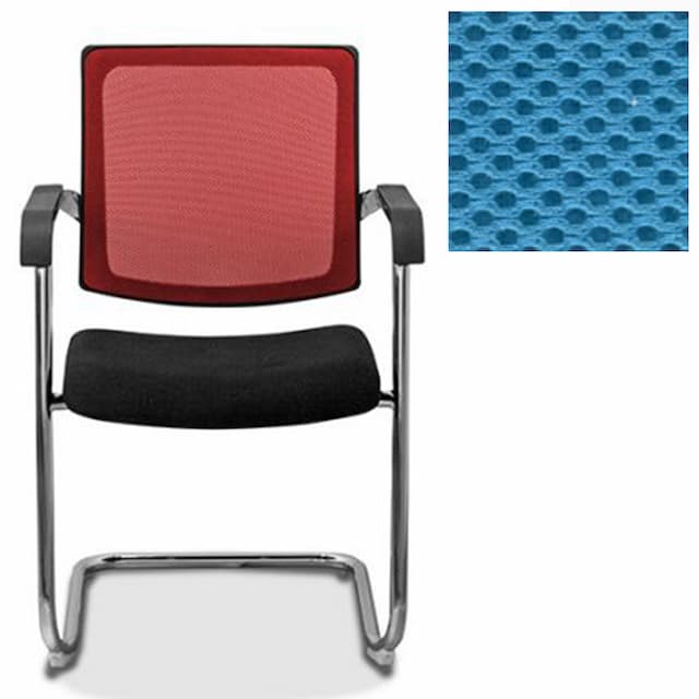 Офисный стул Юнитекс Домино X спинка-сетка ткань TW голубая