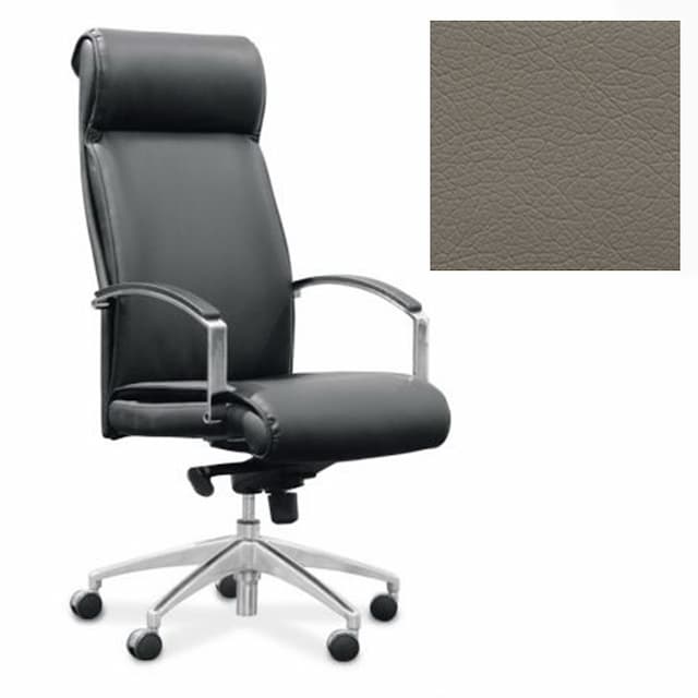 Кресло Юнитекс Аполло для руководителя экокожа премиум серо-коричневая CN6